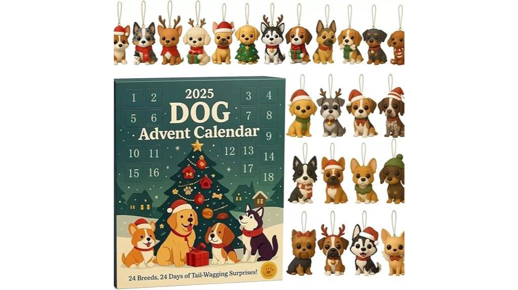 dog advent calendar with ornaments