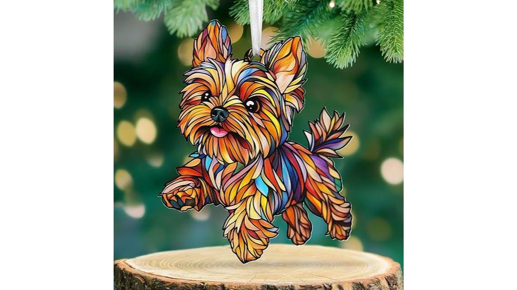 yorkie holiday ornament flag